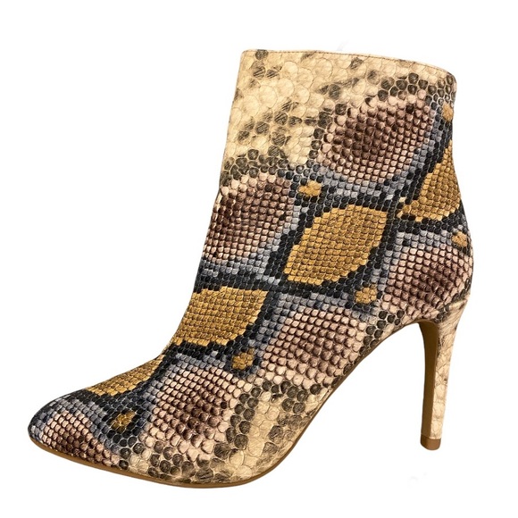 Express Shoes - New! Express Snakeskin Textured Asymmetrical Booties